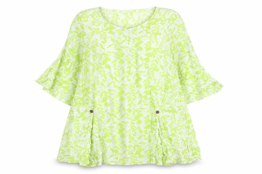 Klass Womens Green Floral Viscose A-Line Size XL Round Neck Pullover