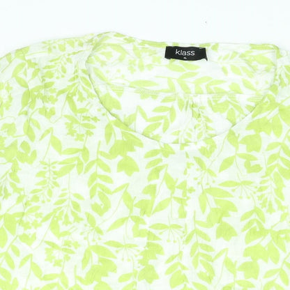 Klass Womens Green Floral Viscose A-Line Size XL Round Neck Pullover