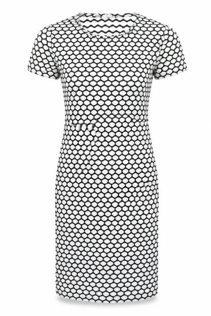 Liquid Womens White Geometric Polyester Bodycon Size XL Round Neck Pullover