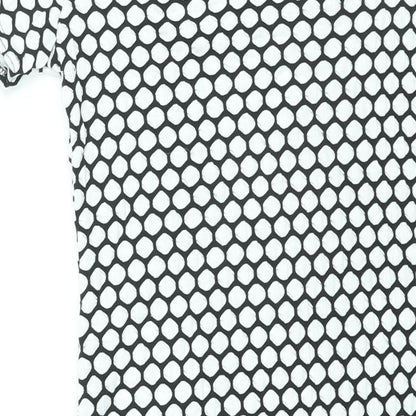 Liquid Womens White Geometric Polyester Bodycon Size XL Round Neck Pullover