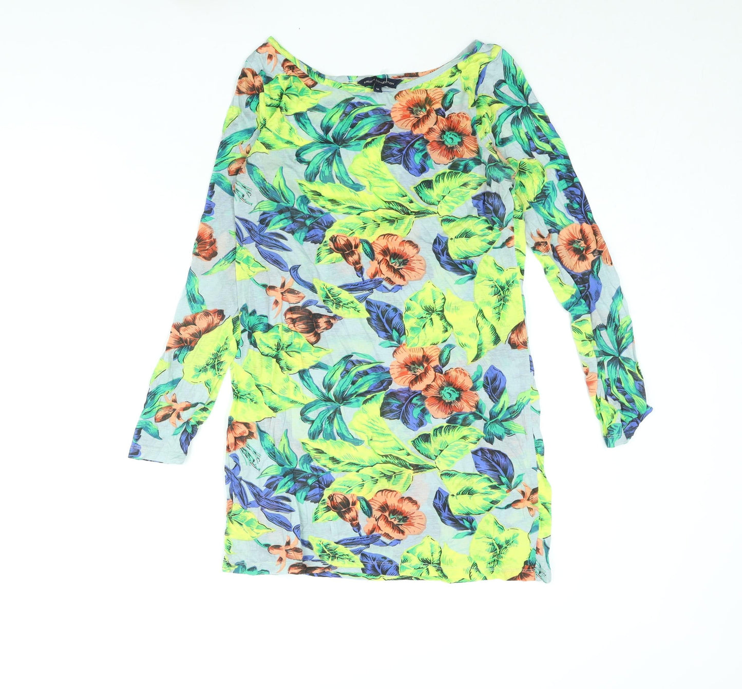 French Connection Womens Multicoloured Floral Polyester Basic Blouse Size M Boat Neck