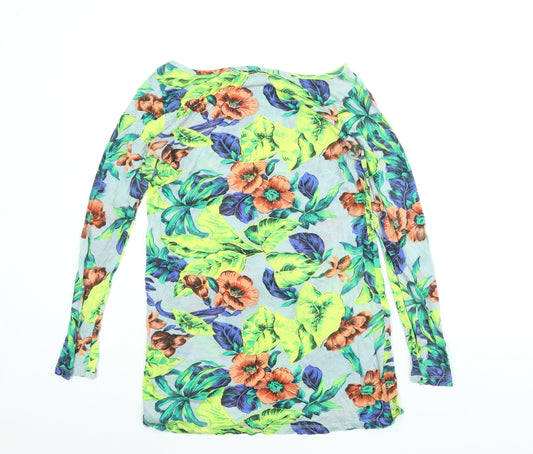 French Connection Womens Multicoloured Floral Polyester Basic Blouse Size M Boat Neck