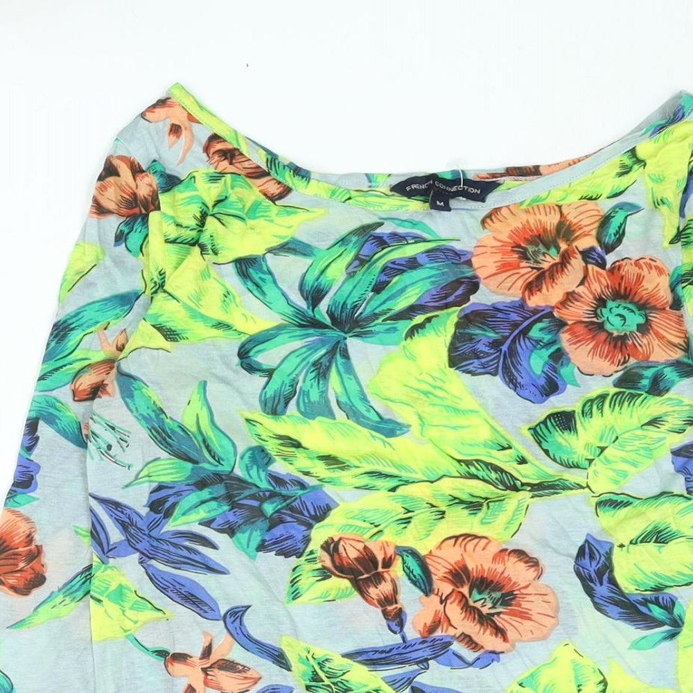 French Connection Womens Multicoloured Floral Polyester Basic Blouse Size M Boat Neck