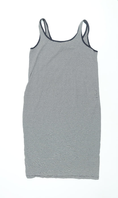 Blooming Marvellous Womens Blue Striped Viscose Tank Dress Size 14 Scoop Neck Pullover