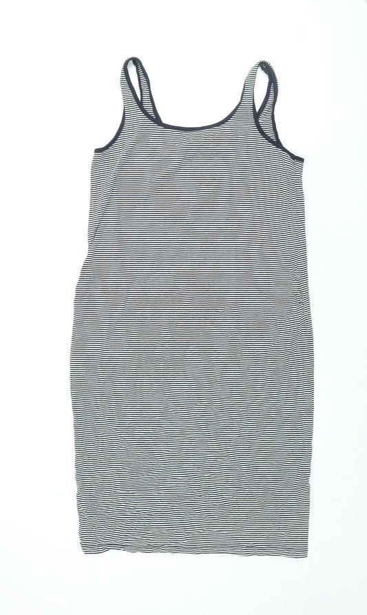 Blooming Marvellous Womens Blue Striped Viscose Tank Dress Size 14 Scoop Neck Pullover