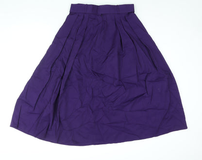Yessica Womens Purple Polyester A-Line Skirt Size 16 Zip - Belted