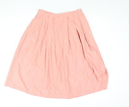 BHS Womens Pink Polyester A-Line Skirt Size 16 Button