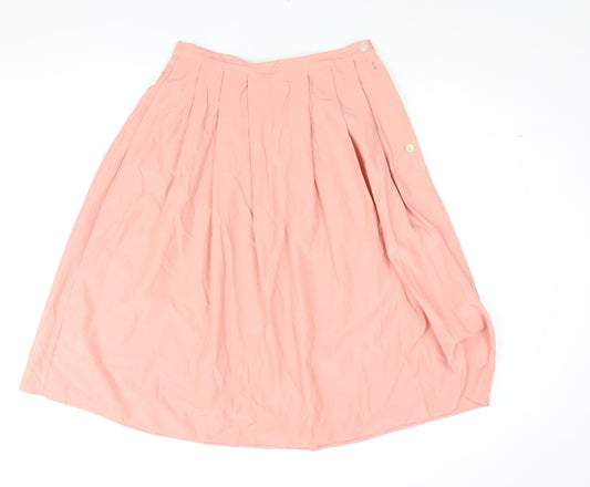 BHS Womens Pink Polyester A-Line Skirt Size 16 Button