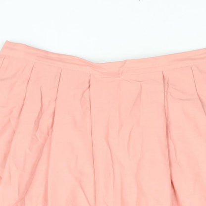 BHS Womens Pink Polyester A-Line Skirt Size 16 Button