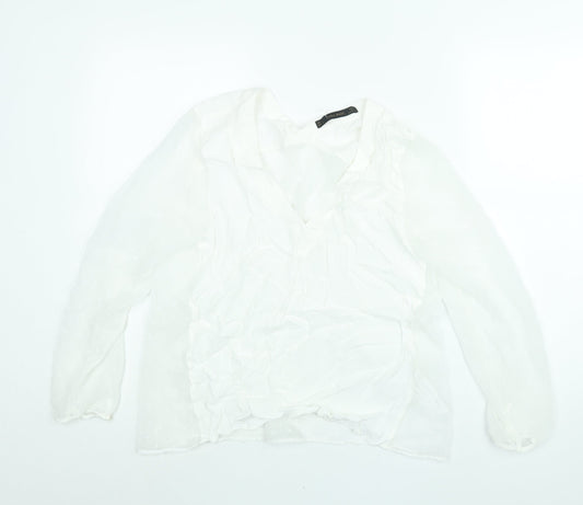 Womens UK Size L Zara White Basic Blouse