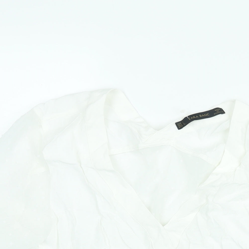 Womens UK Size L Zara White Basic Blouse