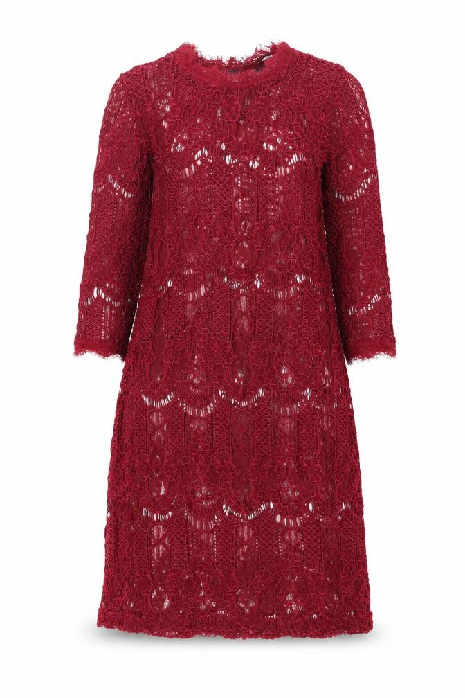 Boohoo Womens Red Polyester Shift Size 8 Mock Neck Button - Semi Sheer