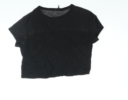 Womens UK Size M Divided by H&M Black Cropped Blouse