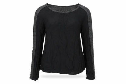 AMES Womens Black Viscose Basic Blouse Size 6 Boat Neck - Taped Sleeves