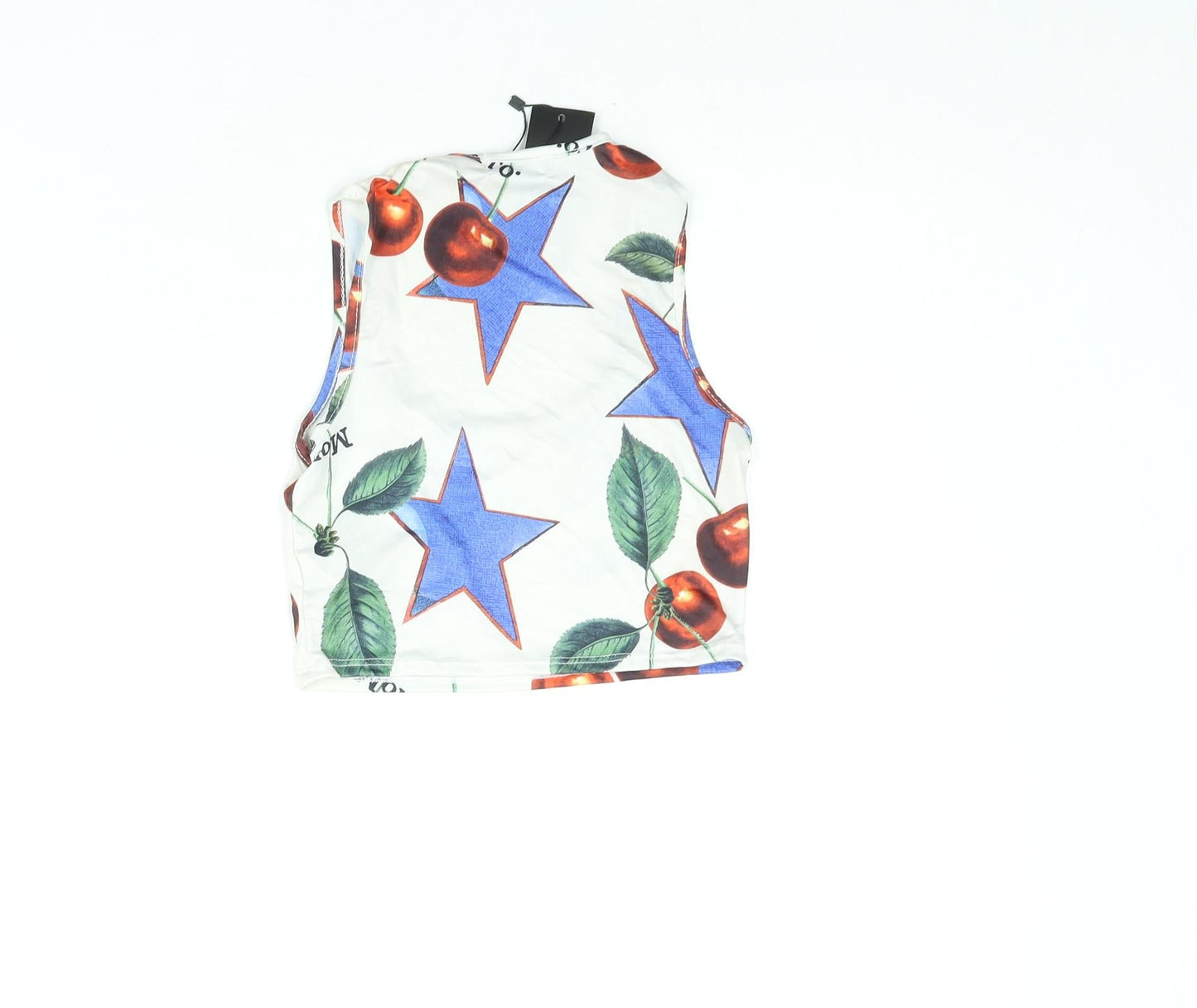 Nasty Gal Womens Multicoloured Geometric Polyester Cropped Tank Size 6 Scoop Neck - Star Cherry Print