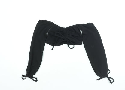 Womens UK Size 4 PRETTYLITTLETHING Black Cropped Blouse