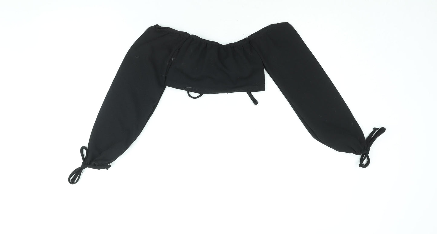 Womens UK Size 4 PRETTYLITTLETHING Black Cropped Blouse