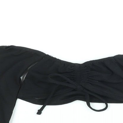 Womens UK Size 4 PRETTYLITTLETHING Black Cropped Blouse
