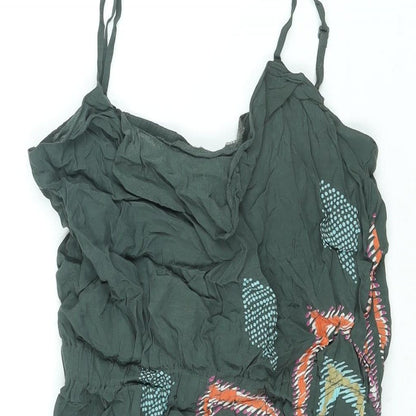 Mango Womens Green Geometric Viscose Mini Size M Scoop Neck Pullover