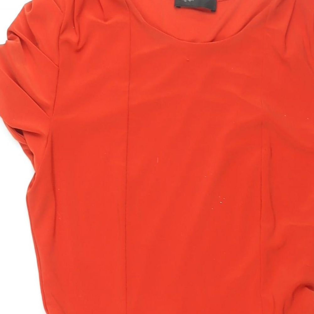 Autograph Womens Red Polyester Pencil Dress Size 10 Round Neck Pullover - Draped