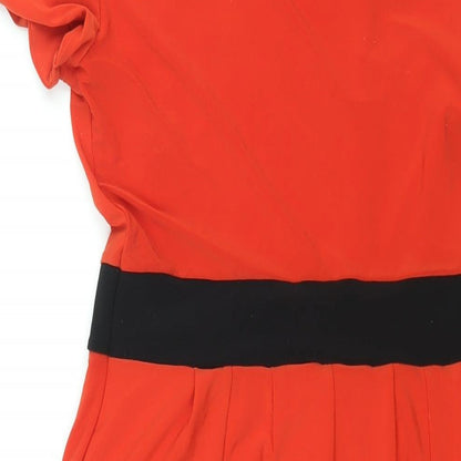 Autograph Womens Red Polyester Pencil Dress Size 10 Round Neck Pullover - Draped