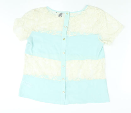 Womens UK Size L FOREVER 21 Blue Basic Blouse