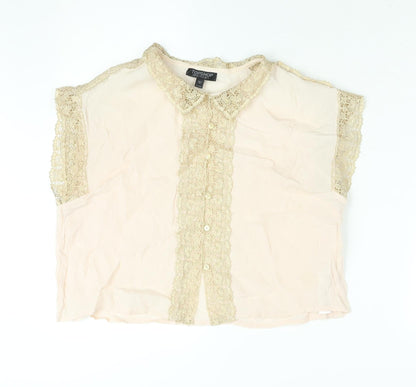 Womens UK Size 12 Topshop Pink Cropped Blouse