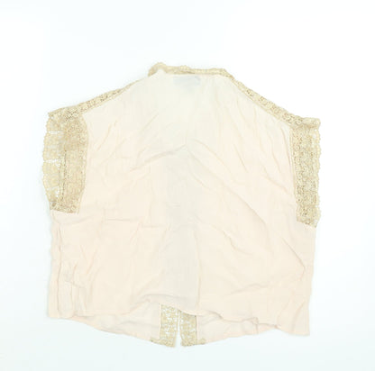Womens UK Size 12 Topshop Pink Cropped Blouse