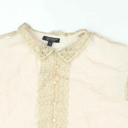 Womens UK Size 12 Topshop Pink Cropped Blouse