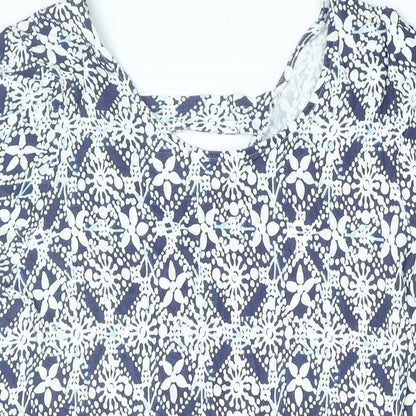 Roman Womens Blue Geometric Viscose Shift Size 20 Round Neck Pullover