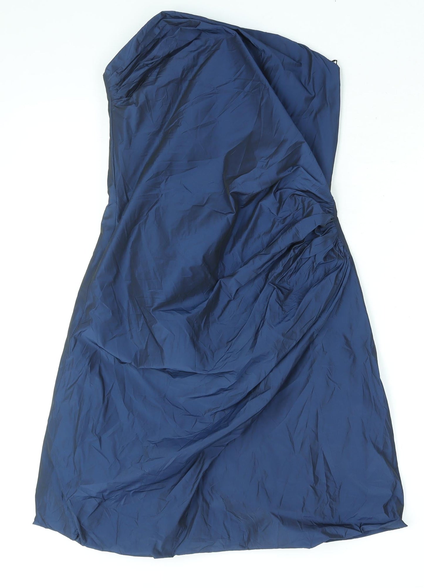 Marie Blanc Womens Blue Polyester A-Line Size 12 Round Neck Zip - Mushroom Hem