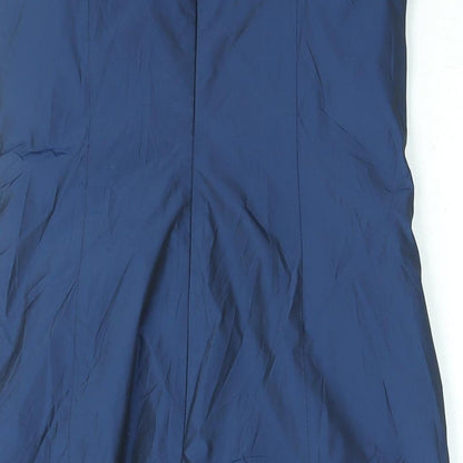 Marie Blanc Womens Blue Polyester A-Line Size 12 Round Neck Zip - Mushroom Hem
