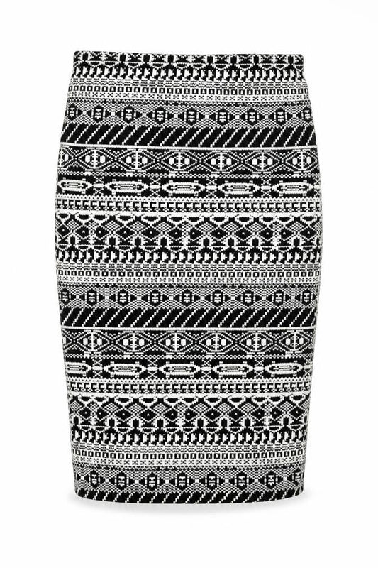 The Sting Womens Black Fair Isle Cotton Bandage Skirt Size S