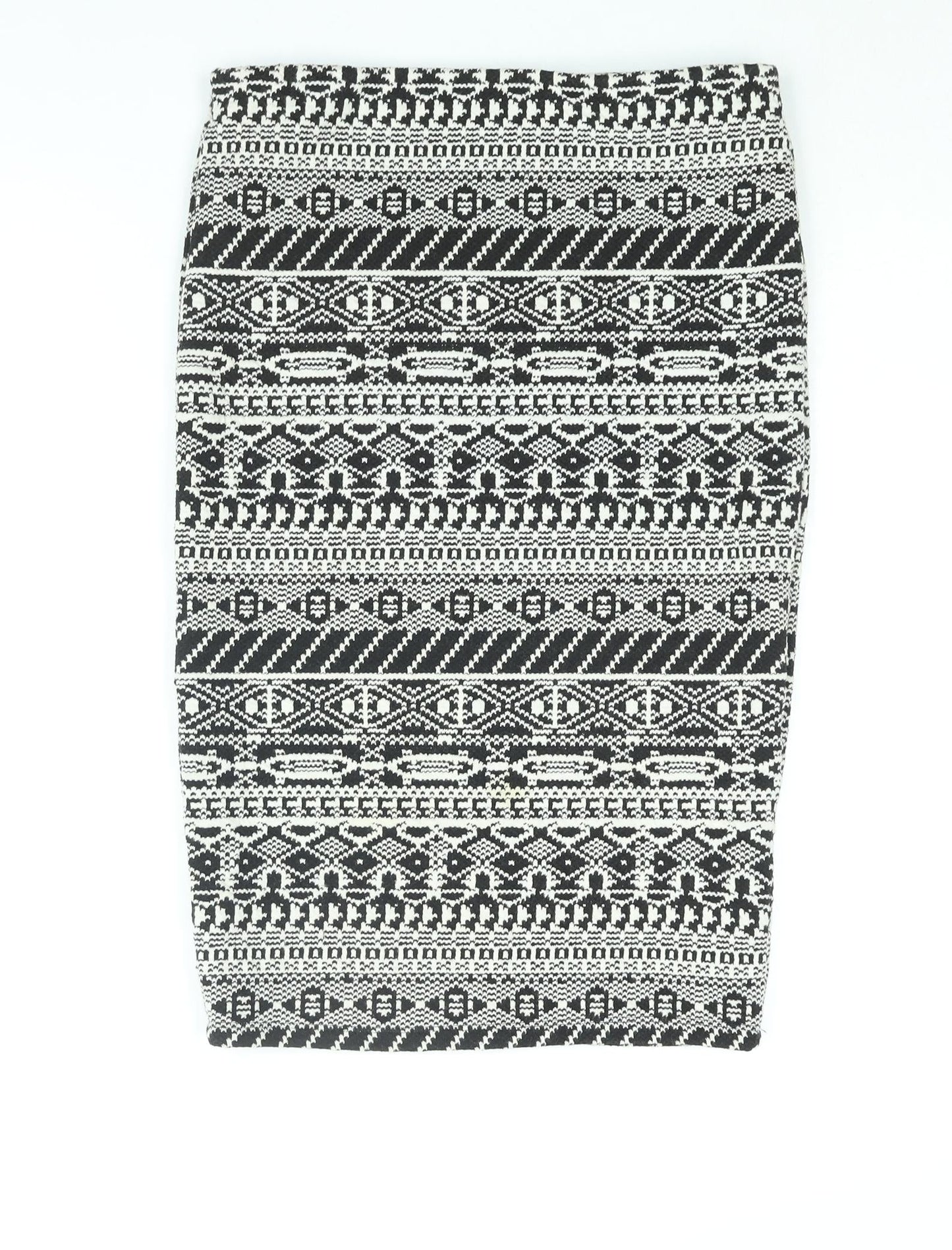 The Sting Womens Black Fair Isle Cotton Bandage Skirt Size S