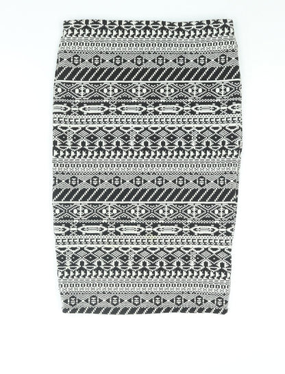 The Sting Womens Black Fair Isle Cotton Bandage Skirt Size S