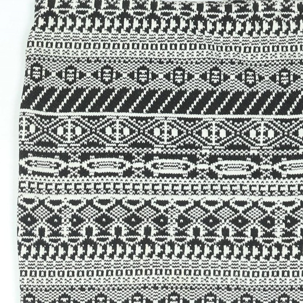 The Sting Womens Black Fair Isle Cotton Bandage Skirt Size S