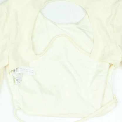 Zara Womens Ivory Polyester Cropped Blouse Size L Round Neck - Backless