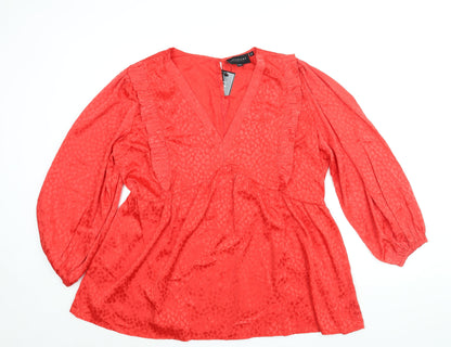 Lovedrobe Womens Red Geometric Polyester A-Line Size 22 V-Neck Button