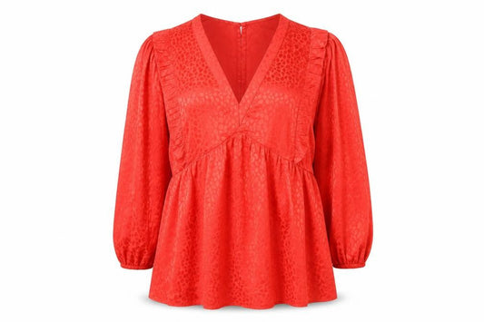 Lovedrobe Womens Red Geometric Polyester A-Line Size 22 V-Neck Button