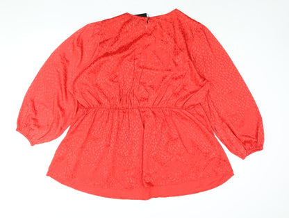 Lovedrobe Womens Red Geometric Polyester A-Line Size 22 V-Neck Button