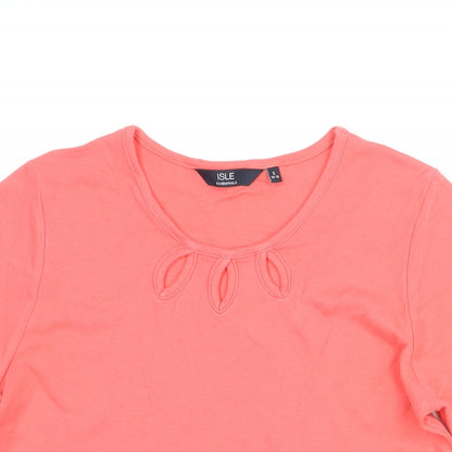 EWM Womens Pink Cotton Basic T-Shirt Size S Round Neck