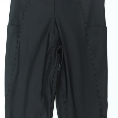 Lipsy Womens Black Polyester Compression Leggings Size 10 L26 in Regular Pullover - Lace Panel