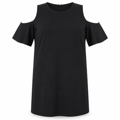 Lipsy Womens Black Polyester Shift Size 16 Round Neck Pullover - Cold Shoulder