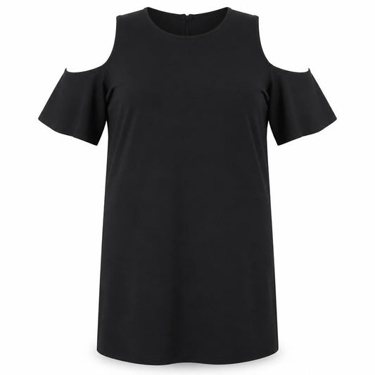 Lipsy Womens Black Polyester Shift Size 16 Round Neck Pullover - Cold Shoulder