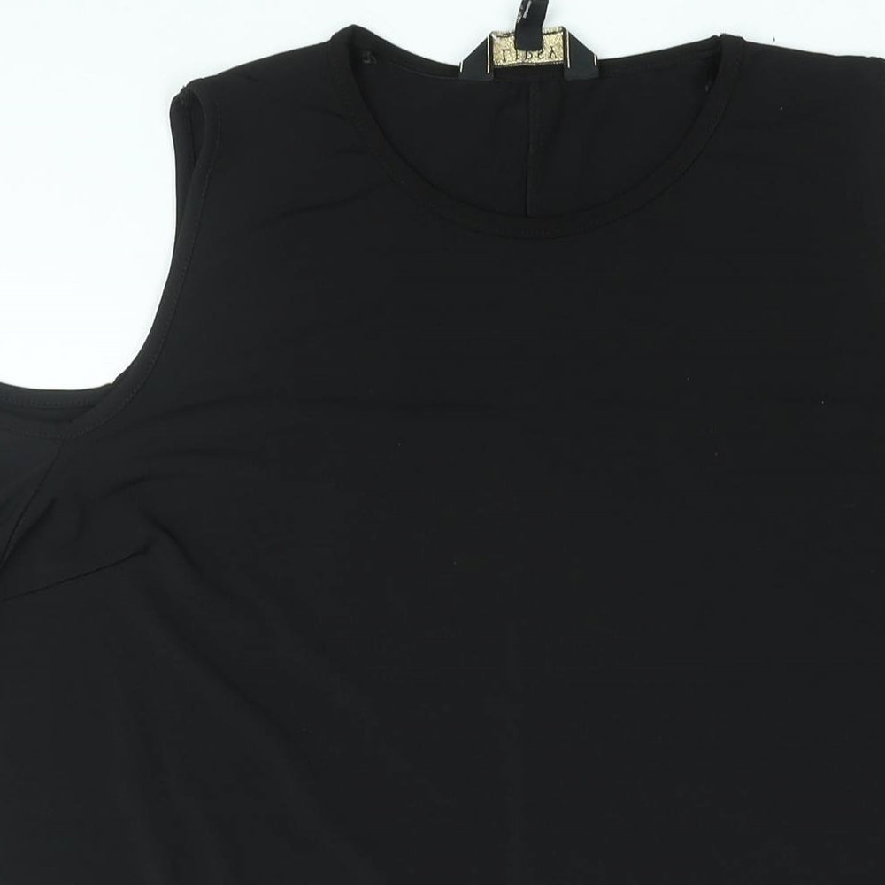 Lipsy Womens Black Polyester Shift Size 16 Round Neck Pullover - Cold Shoulder