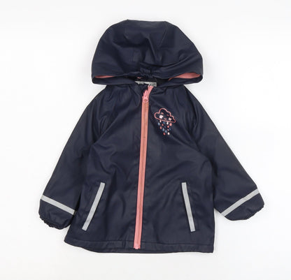 Lupilo Girls Blue Rain Coat Coat Size 18-24 Months Zip