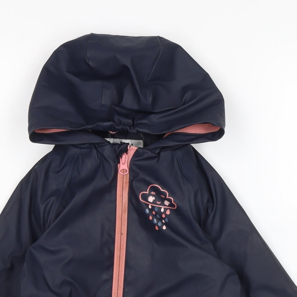 Lupilo Girls Blue Rain Coat Coat Size 18-24 Months Zip