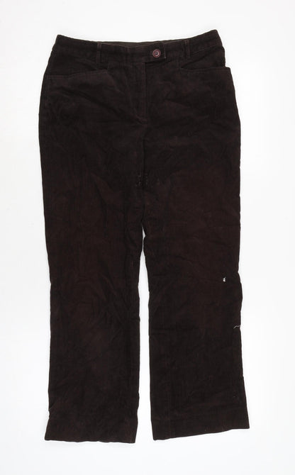 Cyrillus Womens Brown Cotton Trousers Size 10 L23 in Regular Zip