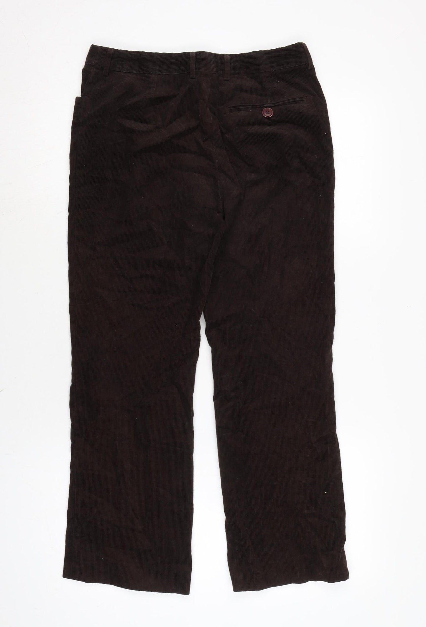 Cyrillus Womens Brown Cotton Trousers Size 10 L23 in Regular Zip