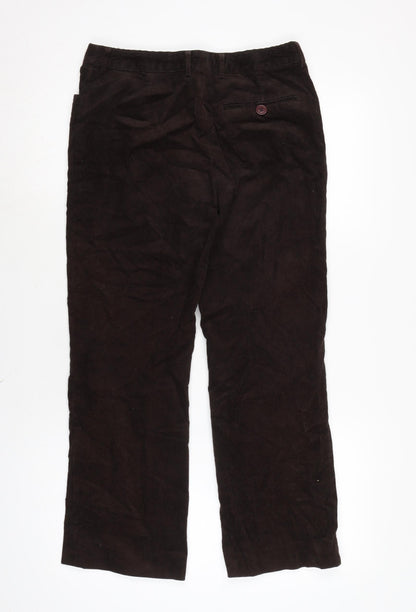 Cyrillus Womens Brown Cotton Trousers Size 10 L23 in Regular Zip